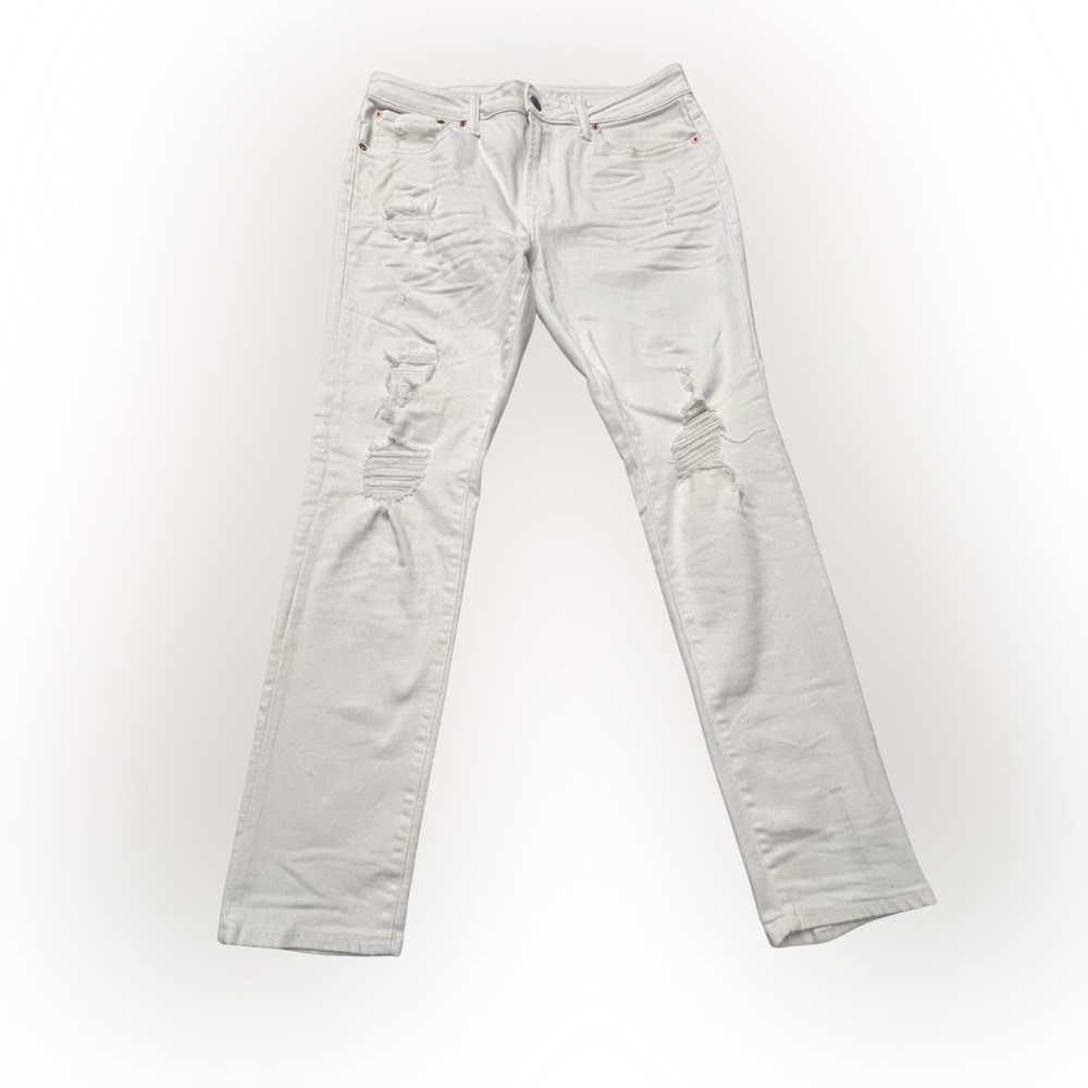 Men’s American Eagle White Airflex+ Athletic Skinny Distressed Jeans Size 34x30